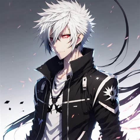 Premium Ai Image Male Anime Character With White Hair And Red Eyes