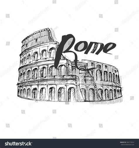 Coliseum Hand Drawn Vector Illustration Isolated Stock Vector Royalty