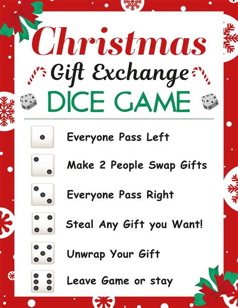 Christmas T Exchange Dice Game Printable