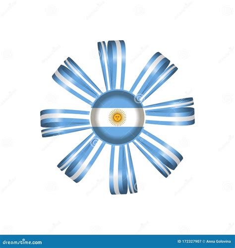 Badge With Ribbons Rosette Argentina Flag Vector Illustration Stock