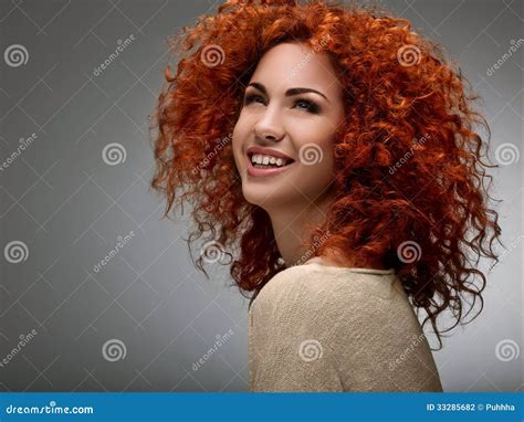 Red Hair Beautiful Woman With Curly Hair High Quality Image Stock