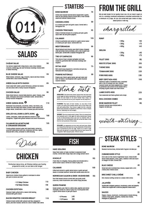 Sandton Menu 011 By The Baron