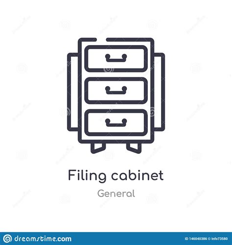 Filing Cabinet Outline Icon Isolated Line Vector Illustration From