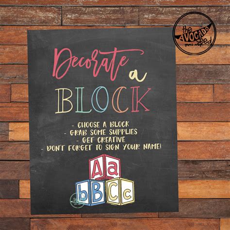Decorate A Block Baby Shower Sign Diy Printing Instant Etsy