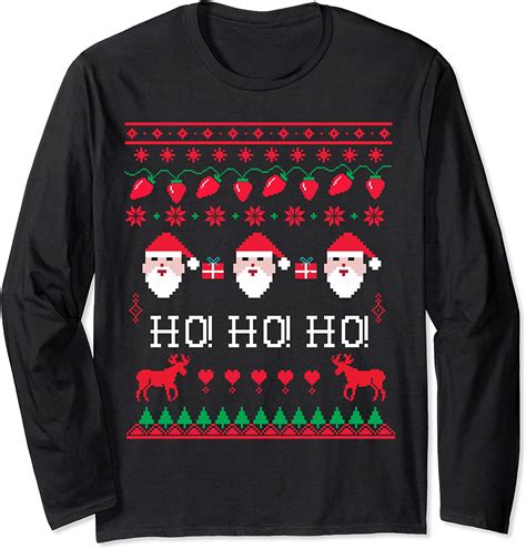 Ugly Christmas Sweater Design On Tee Santa Ho Ho Ho Ho3 Langarmshirt