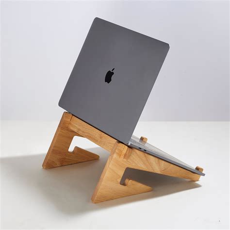 Garneck 1pc Height Adjustable Notebook Stand Wood Laptop Storage Shelf