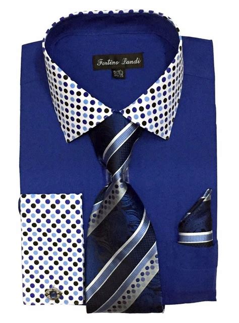 Daniel Ellissa Mens Royal Blue Dress Shirt Tie Hankie Set D1p2