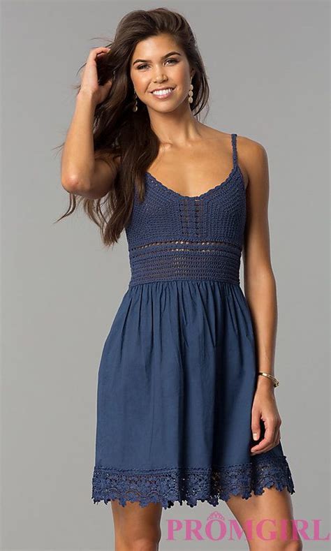 Short Casual Party Dress With Crocheted Bodice Casual Party Dresses