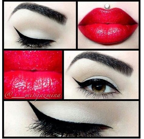 Wing Liner With Red Lips Winged Liner Liner Makeup Inspiration