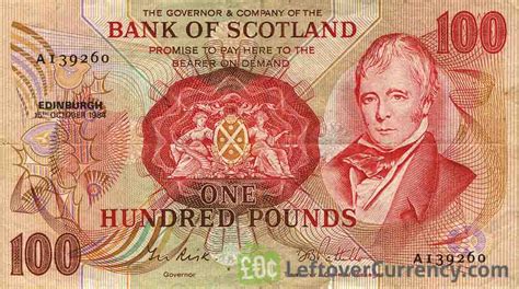 Bank Of Scotland 100 Pounds Banknote 1970 1994 Exchange Yours