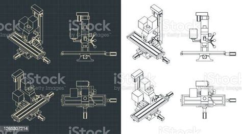Milling And Lathe Machine Drawings Stock Illustration Download Image