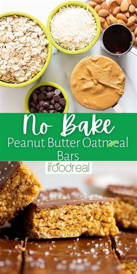 No Bake Peanut Butter Oatmeal Bars IFoodReal