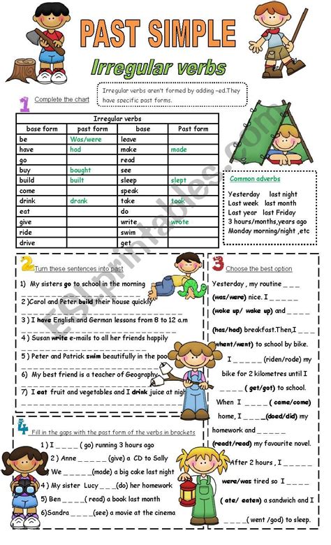 Past Simple Irregular Verbs Esl Worksheet By Vampiregirl22