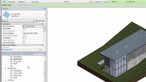 Revit Lt Getting Started Placing A Curtain Wall Youtube