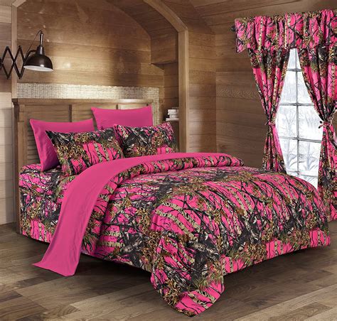 The Woods High Viz Pink Camouflage Twin 5pc Premium Luxury Comforter