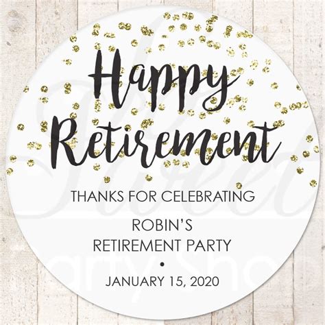 Retirement Favor Stickers Retirement Party Gold Confetti Etsy