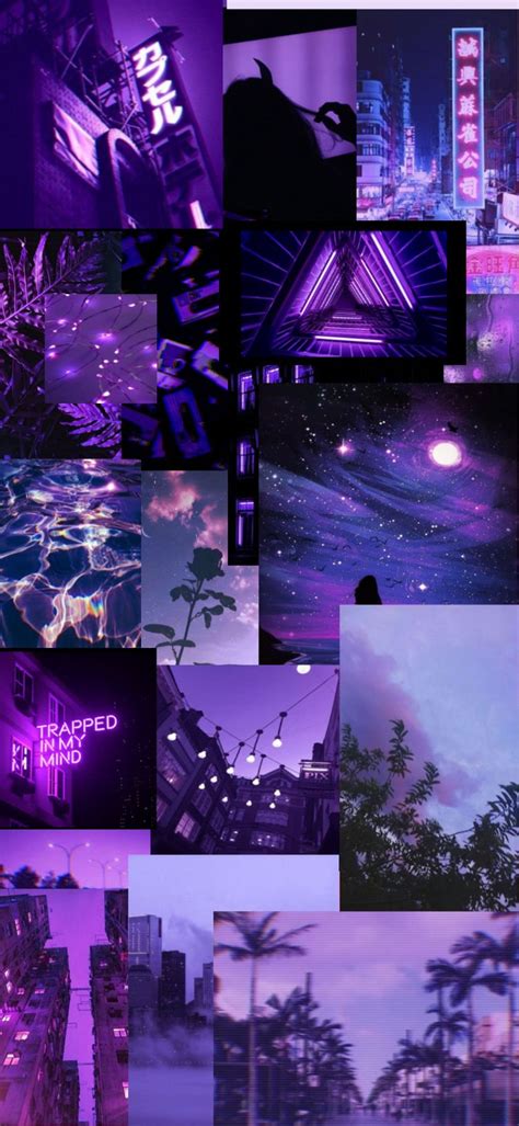 Neon Purple Aesthetic Collage Kit Boujee Purple Mood Board Etsy