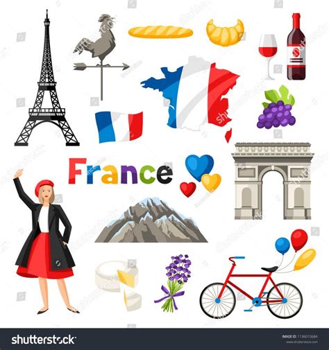France Icons And Symbols Travel Conceptual