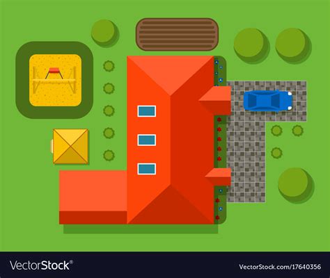 Plan Of Private House Top View Royalty Free Vector Image
