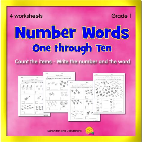 Number Words To Ten 4 Worksheets Grade 1 Counting And Writing