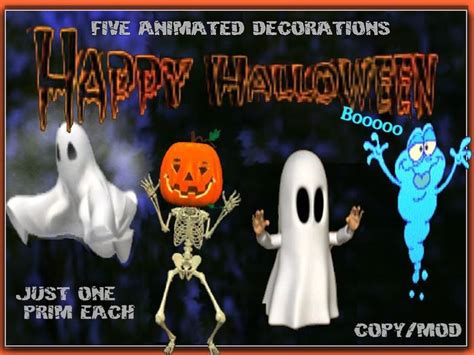 Second Life Marketplace 5 Animated Happy Halloween Decorations