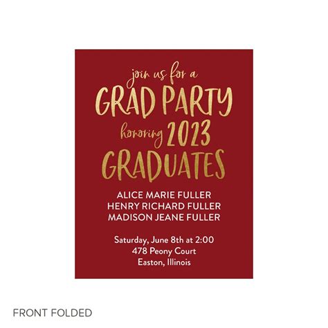 Triplets Celebrate Trifold Graduation Party Invitations Pear Tree