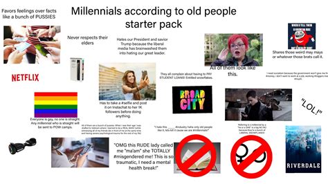 Millennials According To Old People Starter Pack Rstarterpacks