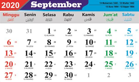 Kalender Bulan September Lengkap Hari Libur Nasional Azkadina Com My