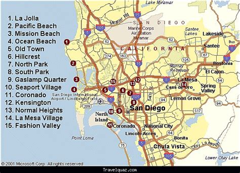 San Diego Map Tourist Attractions Travelquazcom