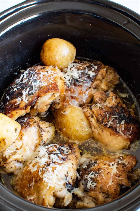 Slow Cooker Garlic Parmesan Chicken Hint Of Healthy