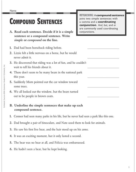 Compound Sentence Worksheet Pdf
