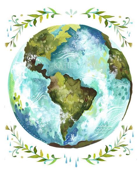 Dear Earth Art Print Watercolor Wall Art Inspirational Etsy Earth Art Watercolor Wall Art
