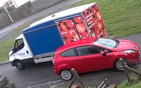 Shocking Video Shows Tesco Delivery Driver Overturning In Parked Carn