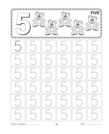 You can use it to create your own name writing paper in guided. Number Writing 5 Sheet | Writing numbers, Preschool ...