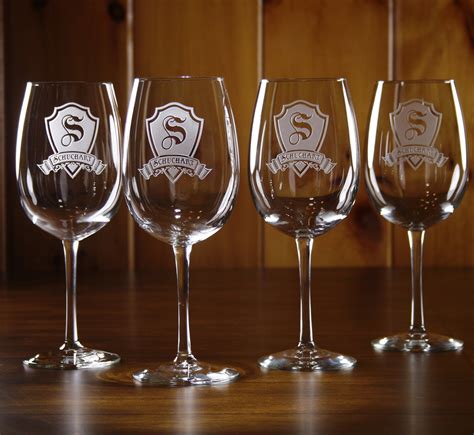 Engraved Wine Glasses Custom T Set Of 4 Engraved Wine Glasses Personalized Wine Glass