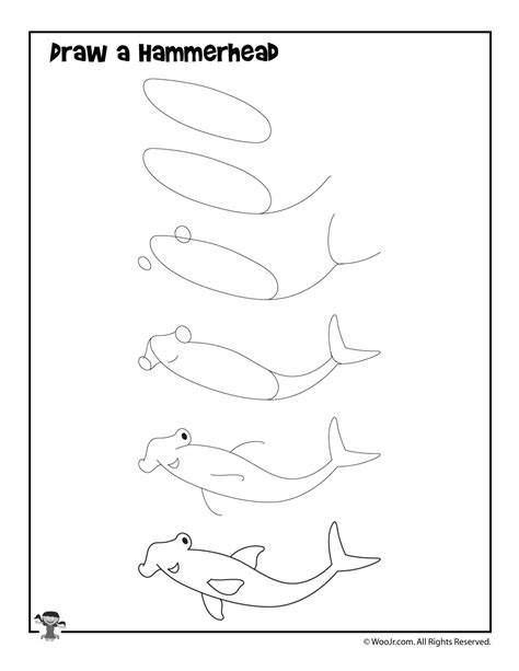 How To Draw A Hammerhead Shark Woo Jr Kids Activities Childrens