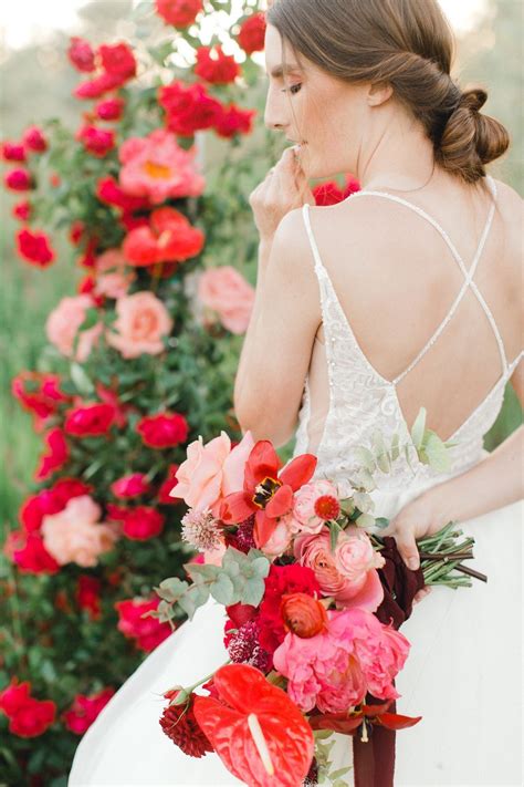 Mauve and red wedding flowers, bouquet, bridal bouquet, white, pink, dusty rose wedding bouquet, bridal bouquet, bridesmaids silk artificial. We're All Seeing Red After This Rose-Filled Floral Dream ...