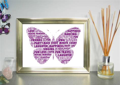 Personalised Butterfly Word Cloud Print Word Art Personalized Word