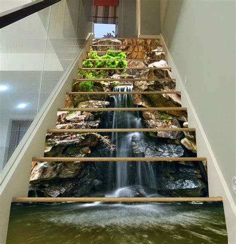 3d waterfall 4995 stair risers aj wallpaper escalier art escalier design wallpaper stairs