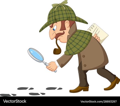Cartoon A Detective Investigate Royalty Free Vector Image