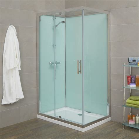 Quatro Rectangular Shower Cabin With Aqua White Back Panels 1200 X