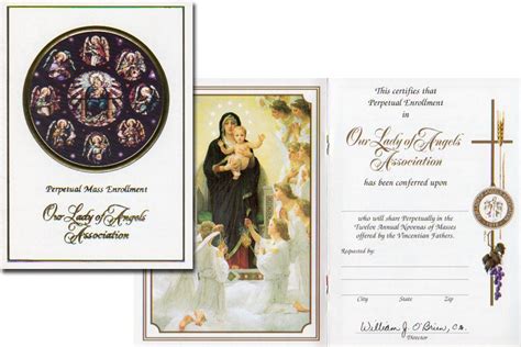 Holy cards bear a religious image with a favorite verse or prayer and are used to commemorate special moments such as first communion, confirmation or even a family reunion. Mass Cards - Our Lady of Angels Association