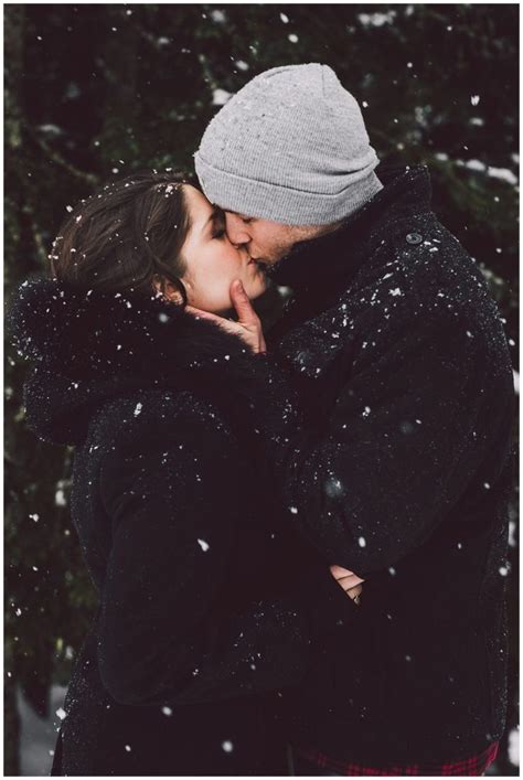 One Of My Favorites Kissing In The Snow For Their Engagement Photos
