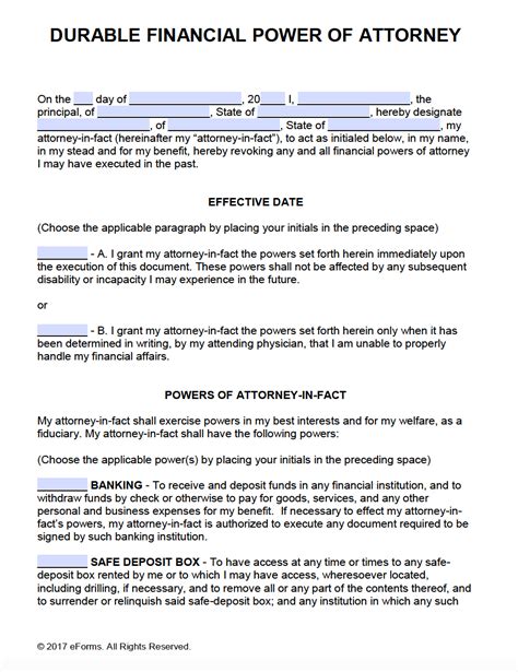 Durable power of attorney for health care and living will. Free Printable Durable Power of Attorney Forms