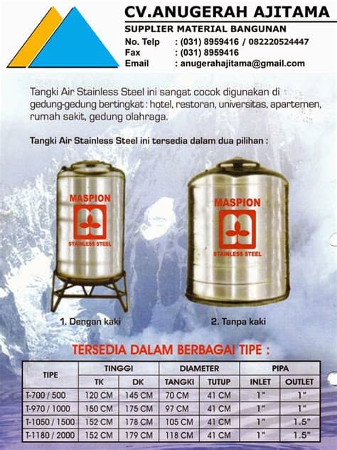 Wa 081 5658 8345, raja tandon air, tandon air 10000 liter, tangki air 10000 liter, harga tandon air 10000 liter, jual tangki air 10000 liter, tandon air stainless semarang, tandon air penguin semarang, tandon air penyu semarang Tandon Air Stainless Steel Maspion Produk Tangki Air ...