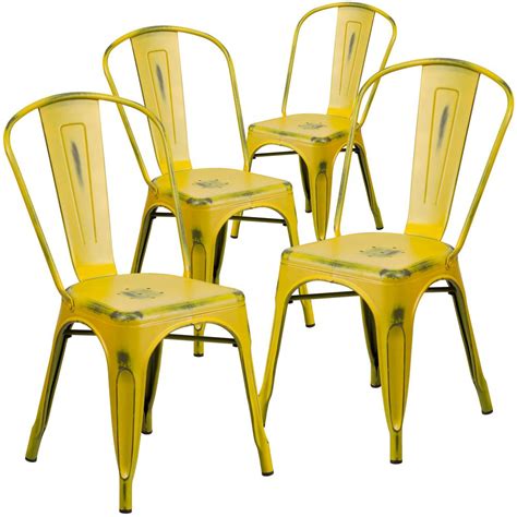 There's nothing like sitting outside on your patio chair with a book and a drink on a nice, sunny day. Carnegy Avenue Stackable Metal Outdoor Dining Chair in Yellow (Set of 4)-CGA-ET-165199-YE-HD ...