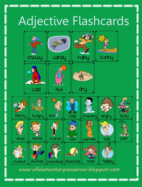 Efl Elementary Teachers Adjectives For Elementary Ell