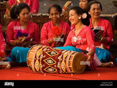Womens Gamelan Orchestra At Saraswati Temple Ubud Bali Indonesia