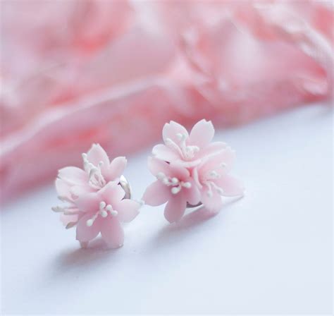 Tutorial Polymer Clay Sakura Cherry Blossom Earrings Hand Etsy