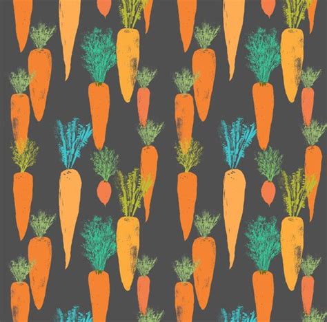 Watercolor Carrots Fabric Carrots By Canigrin Summer Etsy Easter